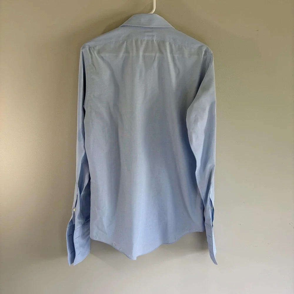 Brooks Brothers Mens 15-34 Classic Blue Non-Iron Supima Cotton French Cuff Shirt